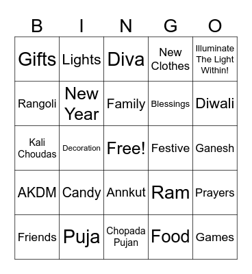 DIWALI BINGO Card