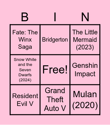 Medias with Beguiling Inclusivity Bingo Card