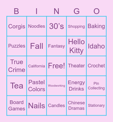 NIKA’S Bingo Card