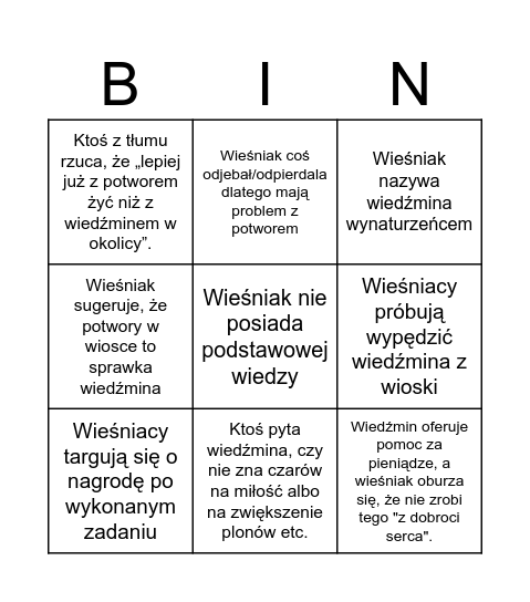 Przyszedł Skurwiel Bingo Card