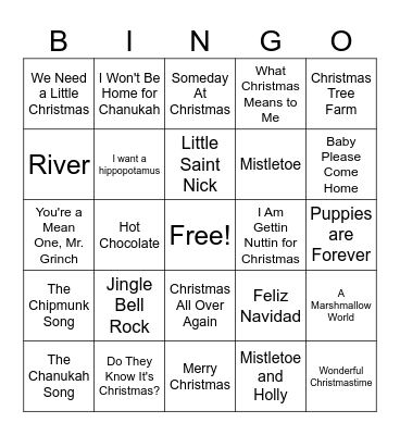 Stocking stuffer Bingo Card