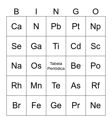 TABELA PERIÓDICA Bingo Card