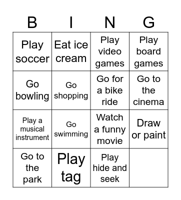 Weekend Match Bingo Card