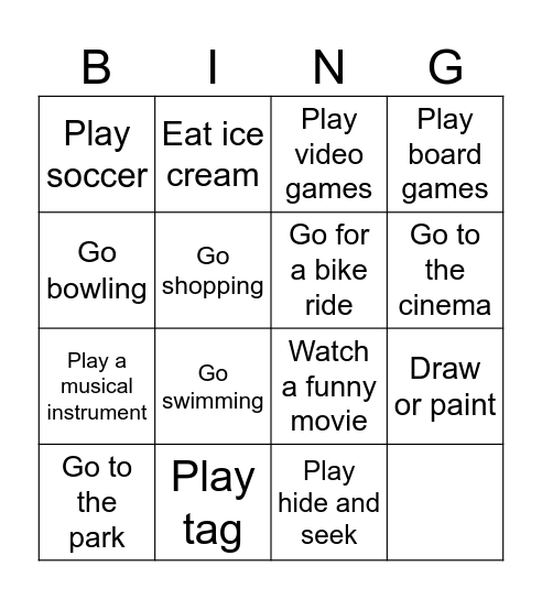 Weekend Match Bingo Card