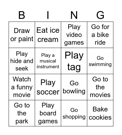 Weekend Match Bingo Card