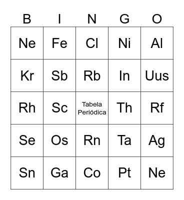 TABELA PERIÓDICA Bingo Card