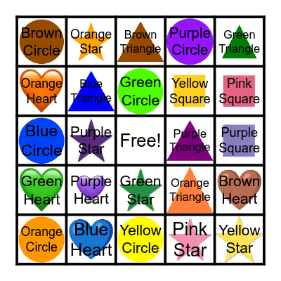 Color & Shape Bingo Card