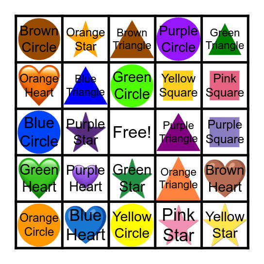 Color & Shape Bingo Card