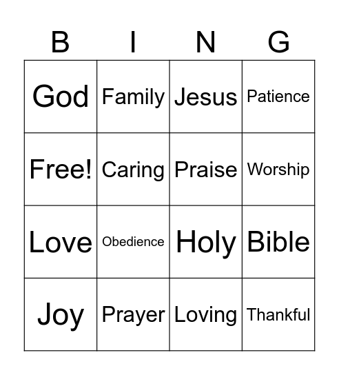 Prayer Bingo Card