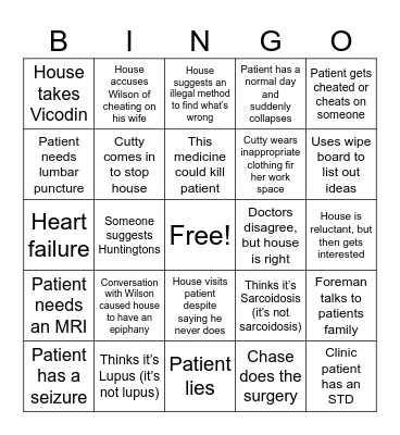 House Bingo Card Bingo Card