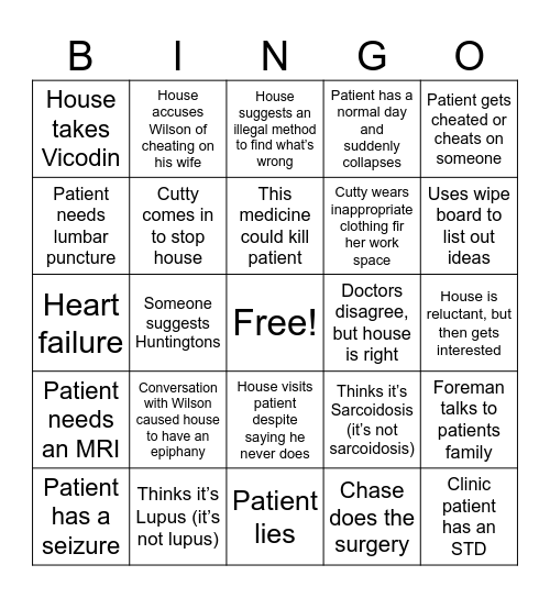 House Bingo Card Bingo Card