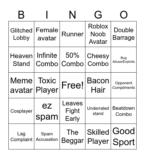 YBA BINGO Card