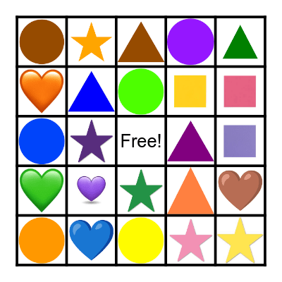 Color & Shape Bingo Card