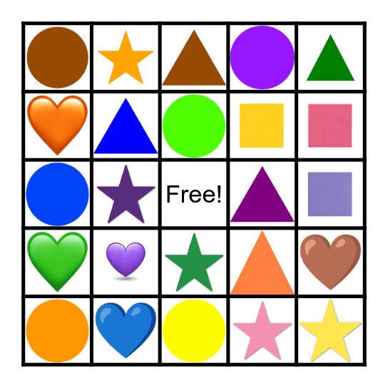 Color & Shape Bingo Card