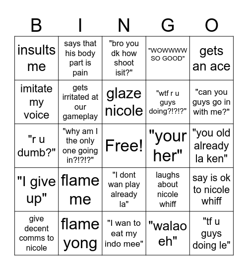 neneniel incident Bingo Card