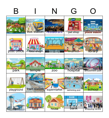 Places in my town Bingo Card