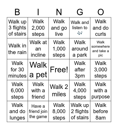 Walking Bingo Card