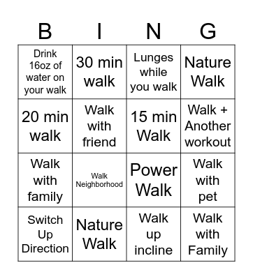 Walking Bingo Card