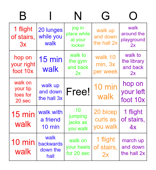 Walking BINGO Card