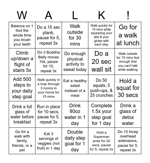 May - Get Walking! Bingo Card