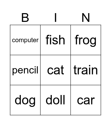 My words Bingo Card