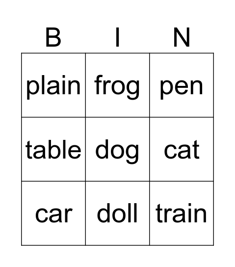 My words Bingo Card