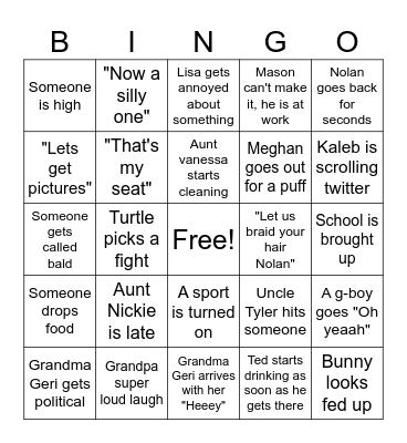 Gaskill Event Bingo Card