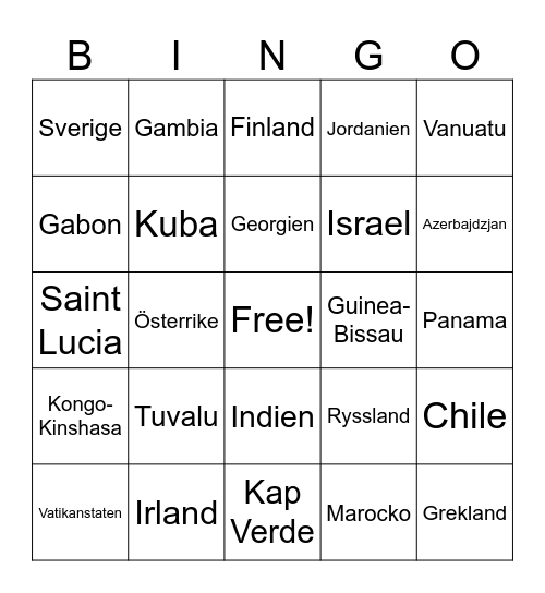 Flaggor Bingo Card