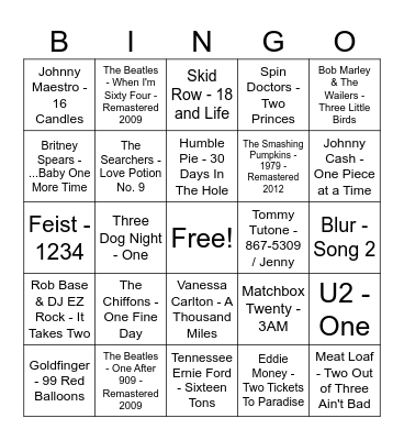 And a 1 and a 2 Bingo Card