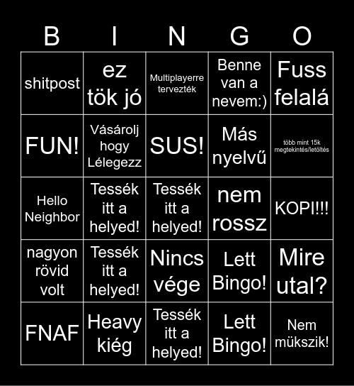 Bénábbnál Bénább Bingo Card