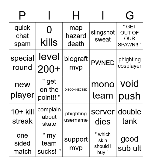 PHIGHTING! Bingo Card