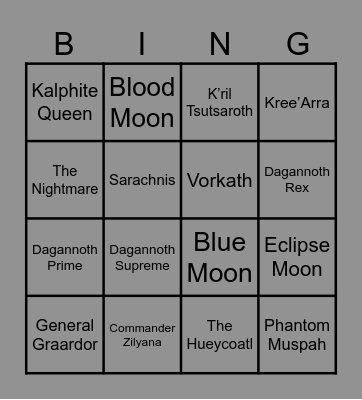 Challenge of a Lifetime! Bingo Card