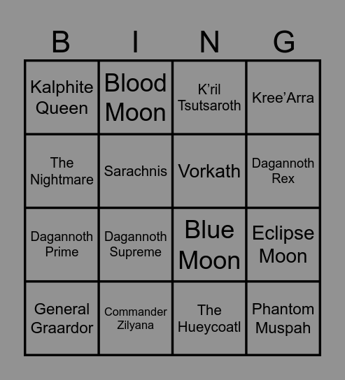 Challenge of a Lifetime! Bingo Card