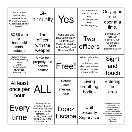 Core Competencies Bingo Card