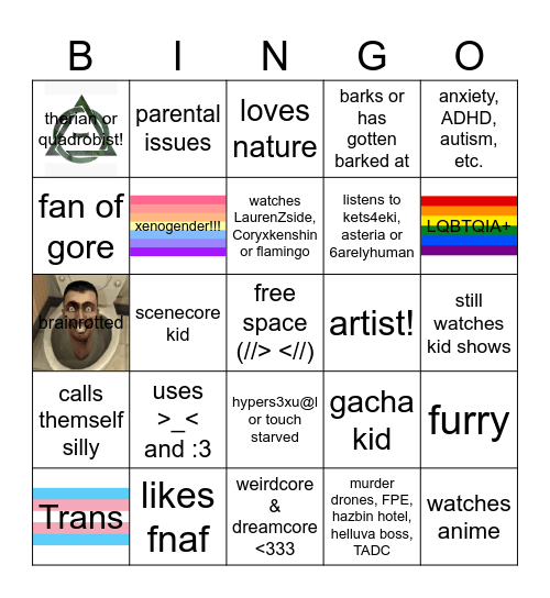 weird kind bingo 0_0 Bingo Card