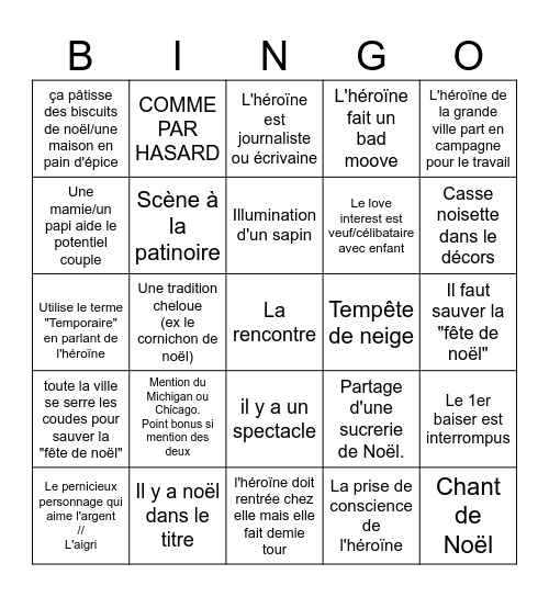 Le Bingo des Culculteries de Noël Bingo Card