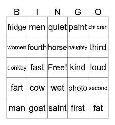Bingo #1 Bingo Card