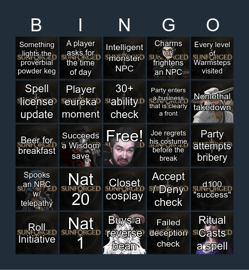 Sunforged Episode 48: Like An Onion Bingo Card