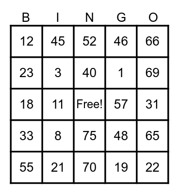 PALACE SAPPHIRE Bingo Card