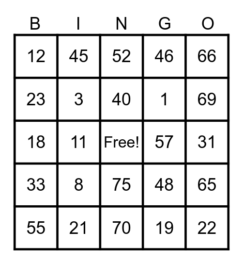 PALACE SAPPHIRE Bingo Card