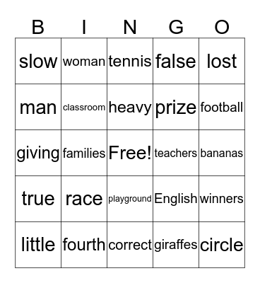 Bingo #3 Bingo Card