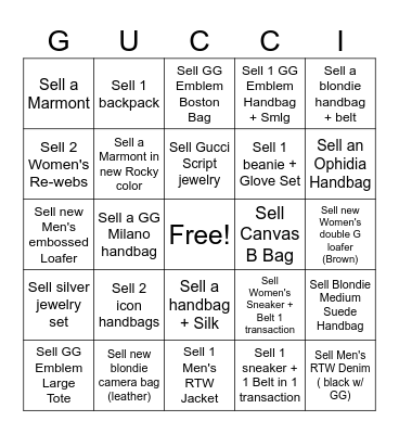 November Selling Bingo Card