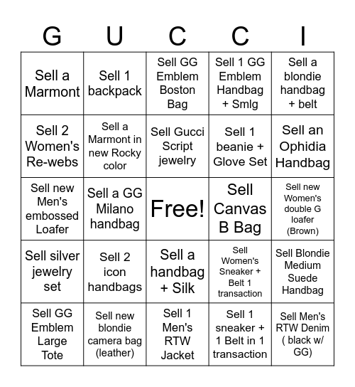 November Selling Bingo Card