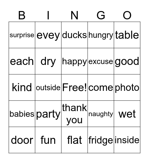 Bingo #5 Bingo Card