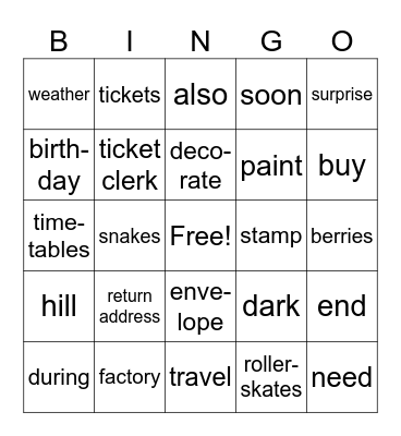 3a Lesson 13-16 Bingo Card