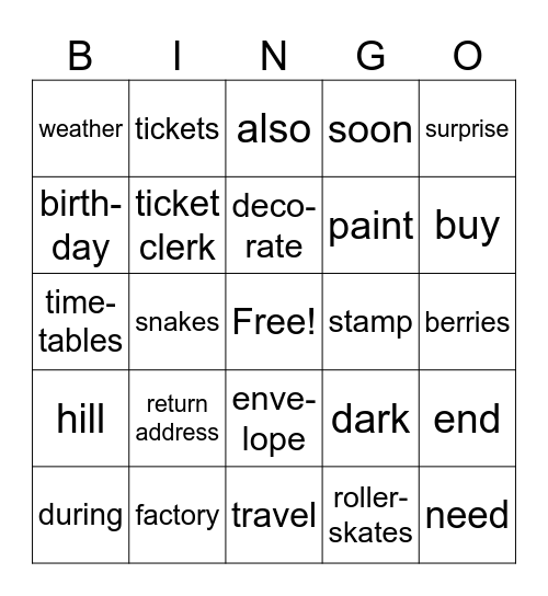 3a Lesson 13-16 Bingo Card