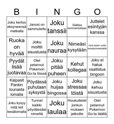 Kesäjuhlabingo Card