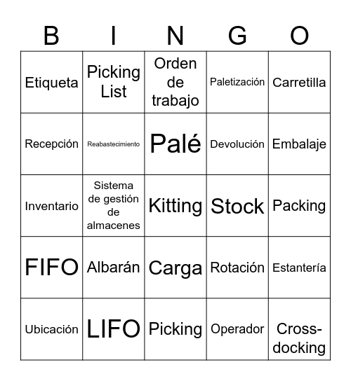 Operaciones Auxiliares de Almacén Bingo Card