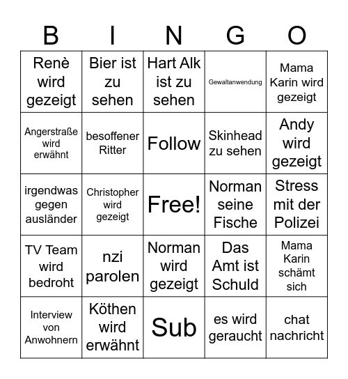 ritter bingo Card