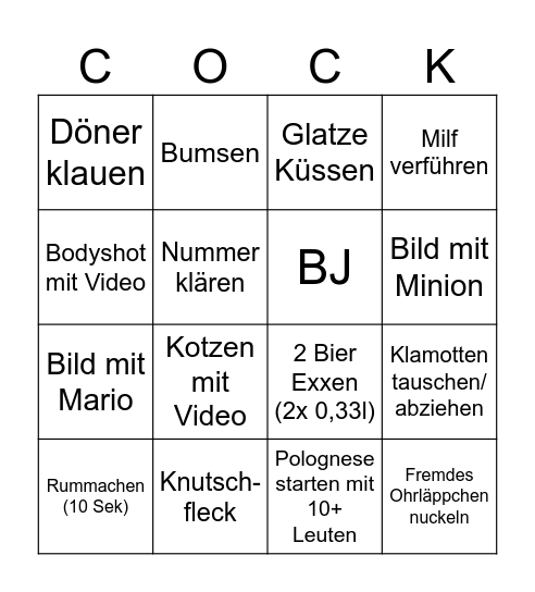 Ehrenloses 11.11 Bingo Card